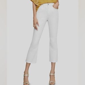 BCBG MaxAzria NWT High Rise White Cropped Flare Jeans Size 29